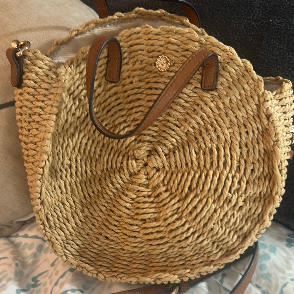Stylish Tan Woven Tote Bag